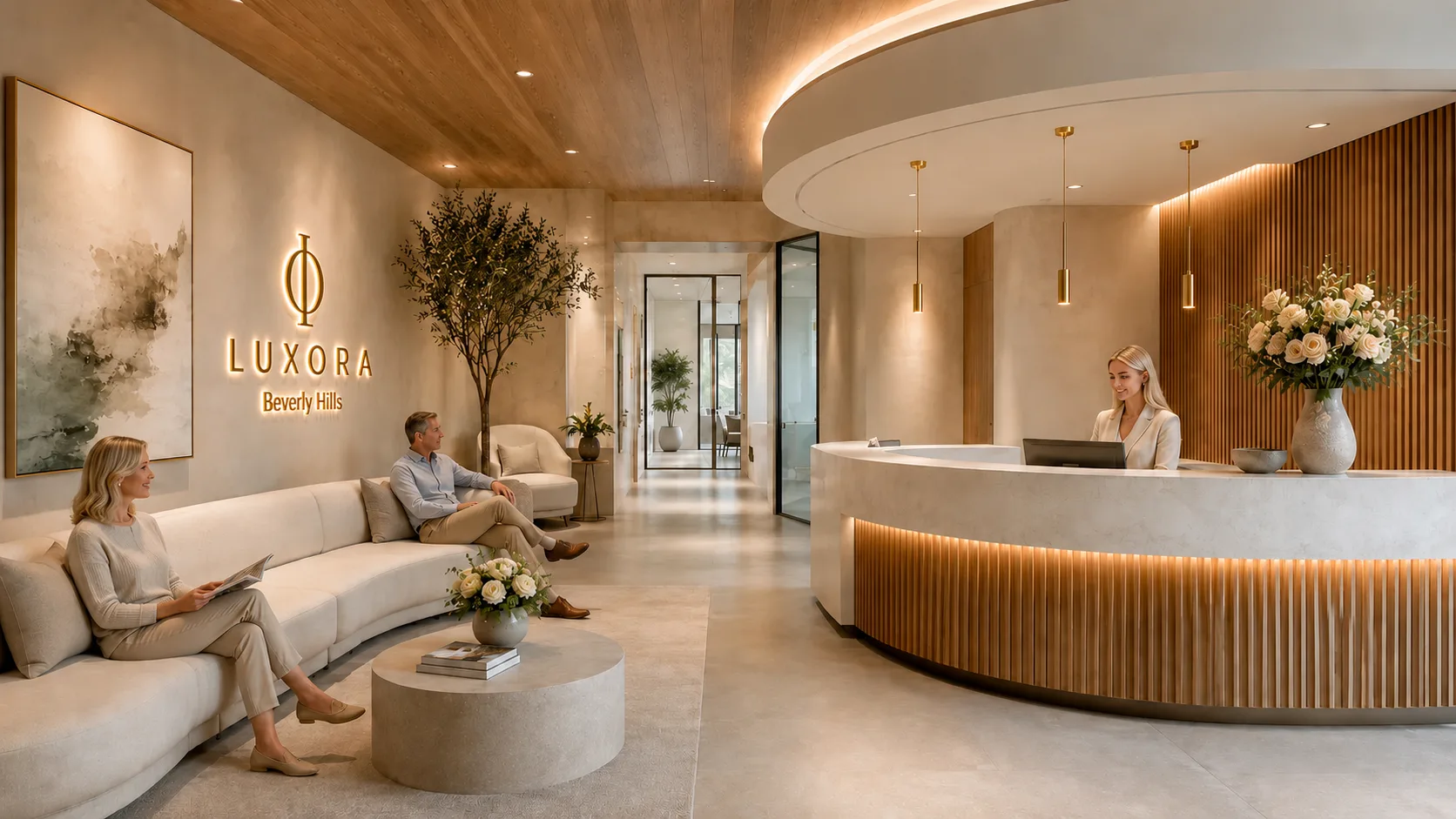 Luxora Beverly Hills reception and patient lounge